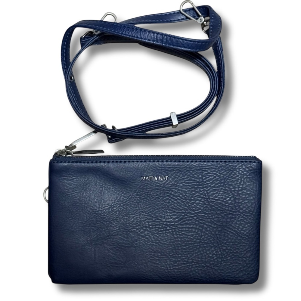 MATT & NAT Women’s Triplet Vegan Crossbody Bag Purity - Deep Blue